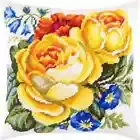 DIY Needlepoint Kit "Roses" Tapestry Pillow Cover Printed Canvas