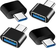 USB C to USB Adapter (Pack of 4), USB C to USB 3.0 OTG Adapter USB Female to USB-C Male Compatible with MacBook Pro, Samsung Galaxy, Type C Mobile Phones, Tablets and More (Black)