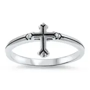 .925 Sterling Silver Medieval Cross Religious Promise Ring Size 5-9 NEW