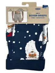 Old Navy Men’s Soft-Washed Built-In Flex Boxer Briefs Santa 6” In Size Small