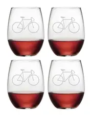Susquehanna Glass "Bicycle" Set of 4 Stemless Glasses