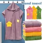 Women Microfibre Wearable Soft Bath Towel Robe Cloak Hooded Outdoor Swimming