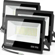 Ustellar 3 Pack 80W LED Flood Lights Outdoor Hard Wire 80W, Daylight white