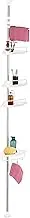 Relaxdays Telescopic Shower Caddy, 99-311 cm, Corner Shelf, No Drilling, Tension Rod, with 4 Shelves & Towel Bar, White, Stainless Steel, Plastic
