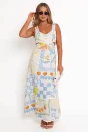[PUP56] Janina Maxi Dress - Multi Print XS Multi