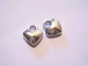 10 Heart Charms Antiqued Silver Miniature Heart Charms BULK Charms Lot