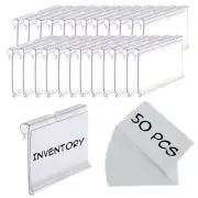 50 Pcs Clear Plastic Wire Shelf Label Holders for Storage Bins Baskets Labels