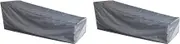 Mellisso 2X Sunlounger Cover 208 x 76 x 41 / 79cm, Waterproof, Grey Polyester, Outdoor Furniture Cover