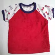 All natural, cotton toweling T shirt style dribble Bib/Coverall/Smock Bows/red