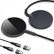 ESR Charger for Magsafe, Magnetic Charger for iPhone, Wireless Charger iPhone Compatible with iPhone 15/14/13/12 Series, Galaxy S25 Series, Strong Magnetic Charger Pad with A/C Cable, 2 Pack, Black