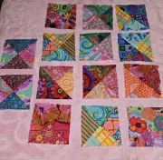 Lot Of 14 Kaffe Fassett Hourglass Patchwork Quilt Blocks 6" Cotton Fabrics (A)