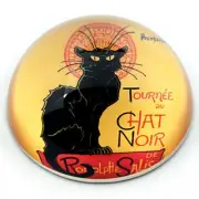 Black Cat Le Chat Noir Parisian Poster Art Nouveau Glass Paperweight by Steinlen