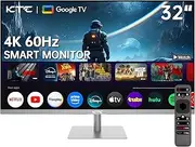 [KTC] 32 Inch 4K Smart Monitor with Google TV System 3840 * 2160P Netflix Licensed Type C 65W PD Speakers 5W*2 Dolby Audio Hey Google Voice Remote HDR WiFi Bluetooth VESA Tiltable 32 in Smart TV