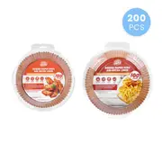 200pc Disposable Unbleached Silicone Paper Dish Air-fryer Liner (100 small round + 100 large round)