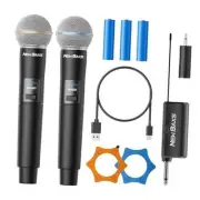 Wireless Microphone, Rechargeable Dual Cordless Handheld Dynamic Wireless