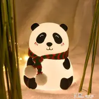 在飛比找樂天市場購物網優惠-創意熊貓硅膠觸摸拍拍燈led七彩氛圍燈充電兒童可愛卡通usb