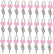 24Pcs Mini Heart Shape Lock with Keys Vintage Padlocks for Diary Book Present for Valentine Day and Weddings