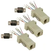 3x RS232 DB9 Male to RJ45 Female M/F Modular Adapter Connector Extender Ivory