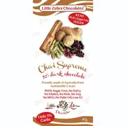 Little Zebra Chocolates Chai Supreme 72% Dark Choc 85g (Pack of 12)
