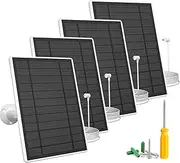 7W Solar Panel Charger Compatible with Ring Stick Up Cam & Spotlight Cam Battery, 5V Continuous Solar Power for Ring Camera, 3.5mm Plug to Device, 13ft Cable IP65 Waterproof, Adjustable Mount, 4 Pack