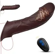 Wireless Remote Control Strap-On Dildo Set, Simulated Penis with 10 Vibration Modes, USB Rechargeable, Waterproof Silicone Erotic Sex Toy (Deep Flesh Color)