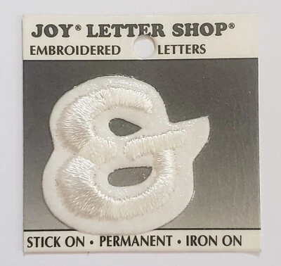 JOY LETTER SHOP Embroidered Iron On Applique - WHITE '&' ('And' Symbol)