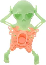 FELTECHELECTR Wind Up Dancing Skeleton Mini Printed Skull Doll for Desktop Decoration Fun Halloween Ornament Safe for All Ages Portable Quirky Home Office Green