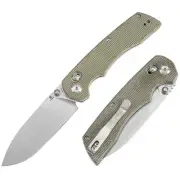 Tenable Kryo Cross Bar Lock Green Micarta Handle (3.58 Stonewashed 14C28N Bla...