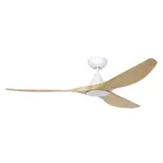 Surf DC Ceiling Fan 60" With LED Light White and Oak Blade - 20550216