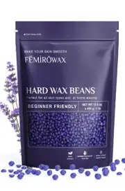 1Lb Lavender Hard Wax Beads, Hair Removal for Sensitive Skin, Brazilian Wax Refi