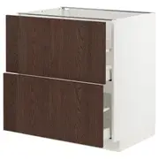 METOD / MAXIMERA base cb 2 fronts/2 high drawers, white/Sinarp brown, 80x60x80 cm