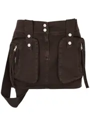 Blumarine Denim Cargo Mini Skirt - Dark Brown - 40 (UK8 / S) 40 (UK8 / S)
