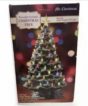 Mr. Christmas Nostalgic Ceramic Christmas Tree Green w/Base & LED Lights 18 Inch