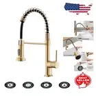Elegant Brass Kitchen Faucet with Pull Down Sprayer - Versatile & Easy Install