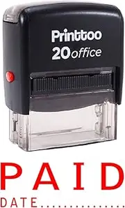 Printtoo Paid with Date Self Inking Rubber Stamp Office Stationary Custom Stamp-Red