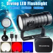 Dive Light Scuba 80m LED Flashlight Photograph Torch USB Rechargeable w/ Battery