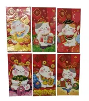 CHINESE NEW YEAR LUCKY CAT RED ENVELOPES 6 Pcs Set Graduation