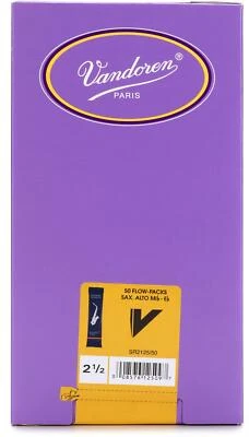 Vandoren Traditonal Alto Saxophone Reeds - 2.5 (50-pack)