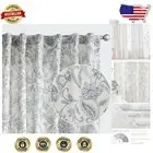 Farmhouse Style 108” Linen Floral Back Tab Curtains - Light Filtering Elegance