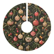 Christmas Tree Skirt with Festive Ornaments Design- Festive Christmas Tree Skirt
