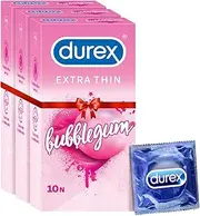 Durex Extra Thin Bubblegum Flavoured Condoms for Men-10s (Pack of 3)