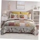 Bedspread Queen Size Patchwork Quilt Set - 100% Cotton Reversible Breathable