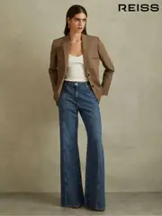 Reiss Mid Blue Juniper Flared Front Seam Jeans (Q96678) | $280