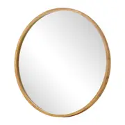 Oikiture Wall Mirrors Round Large Makeup Mirror Vanity Home Decor 90cm Wooden