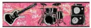 Ready to Rock Band w/ Hot Pink & Black on Sure Strip Wallpaper Border GK8823BD