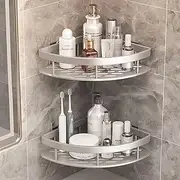 Shower Caddy Corner, Yakiter 2 Pack Bathroom Corner Shower Shelfs, Adhesive Wall Mounted Shower Caddy, Stainless Steel Storage Organizers for Bathroom Kitchen Home (2)