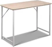 Artiss Computer Desk 100cm Oak Particle Board White Steel Frame Office Laptop Desks Study Student Table, Home Furniture for Room, Smooth Safe Edges Strong U-Shape Legs