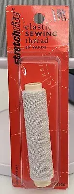 Stretchrite Elastic Sewing Thread 30 Yards NEW Factory Sealed Package White 3936
