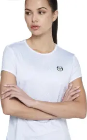 NWT Sergio Tacchini Court Tennis Polo Dazzle Women Tee White Stretchy XS