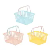 3PCS Mini Shopping Baskets with Handles Small Tiny Baskets, Blue Pink Yellow